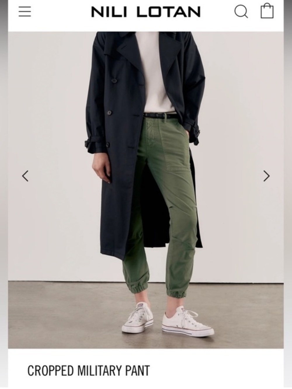 Nili Lotan cropped military joggers in olive